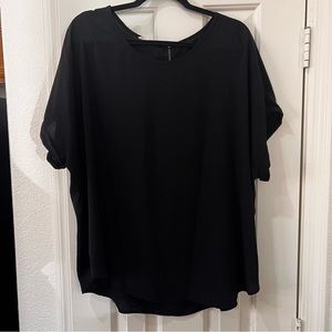 Maurice’s black dolman button sleeve detail top.